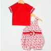 Jardineira + Camiseta de Bebê Laço Vermelho