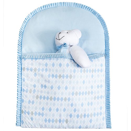 Saco de Bebê Dormir Geométrico Azul 100% Algodão
