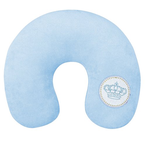 Almofada de Pescoço para Bebê Coroinha Azul Plush