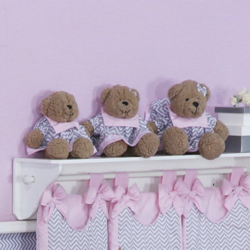 Ursinhas de Bebê Chevron Noblesse Rosa Kit 3 Peças