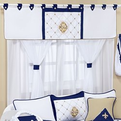 Cortina Quarto de Bebê Ursinho Marinho 5 Peças