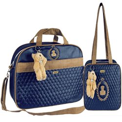Kit Bolsa Maternidade Puppi Coroa Marinho G e P