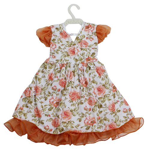 Vestido de Bebê Rosas Laranja 02 Peças