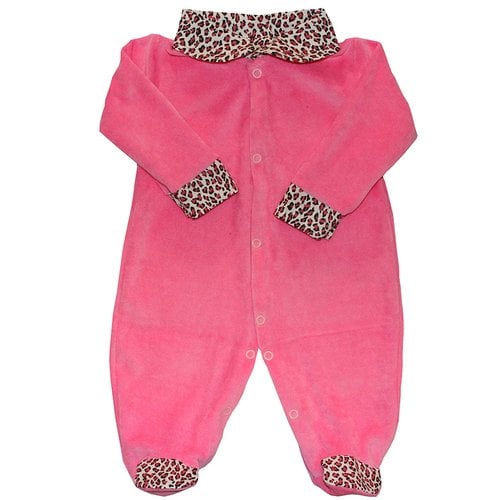 Macacão de Bebê Menina Basic Oncinha Pink Plush