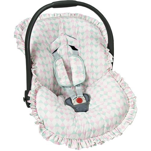 Capa Bebê Conforto Triângulo Rosa 3 Peças