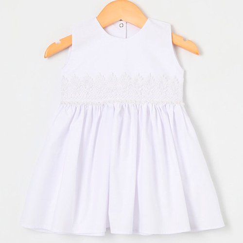 Vestido Infantil Beauty Branco 100% Algodão