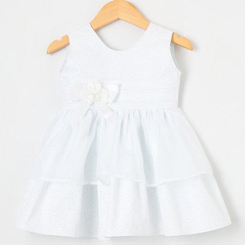 Vestido de Bebê Maria Branco 100% Algodão