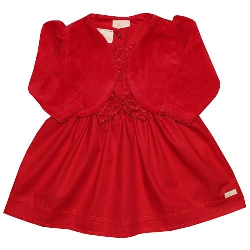 Vestido de Bebê Glamour Renda Vermelho