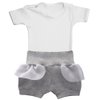 Conjunto de Bebê Body + Shorts Cinza e Branco