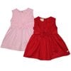 Kit Vestido de bebê Belle Renda Rosa e Vermelho