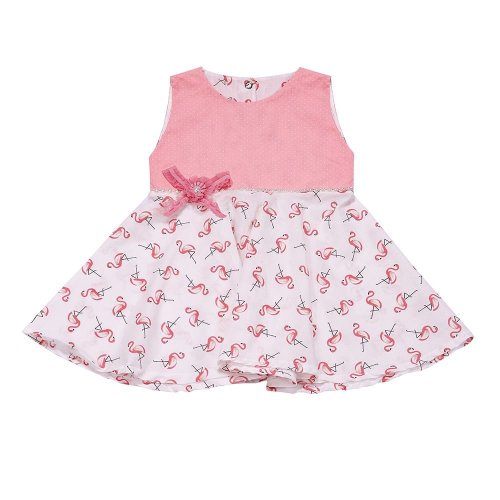Vestido de Bebê Maira Poá e Flamingo Rosê