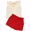 Conjunto de Bebê Blusa Palha + Shorts Vermelho