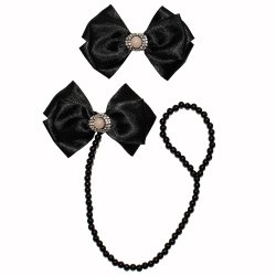 Prendedor de Chupeta Pérola + Presilha de Cabelo Preto