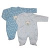 Kit Macacão Longo de Bebê Ursinho Azul e Branco