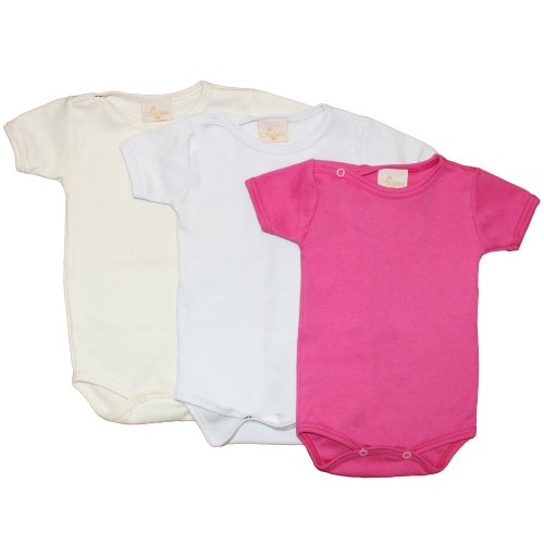 Kit Body de Bebê Palha, Branco e Pink 3 Peças
