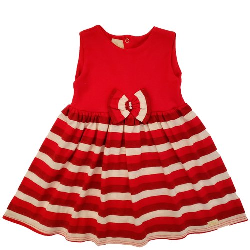Vestido de Bebê Lauren Listrado Vermelho Malha