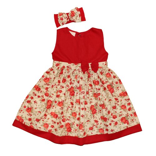Vestido de Bebê Petit Lady Floral Vermelho