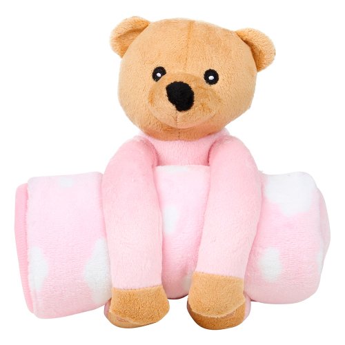 Cobertor de Bebê Urso Nuvem Rosa 2 Peças