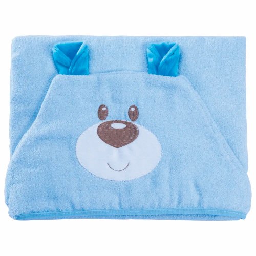 Toalha de Banho Urso Baby Azul com Capuz
