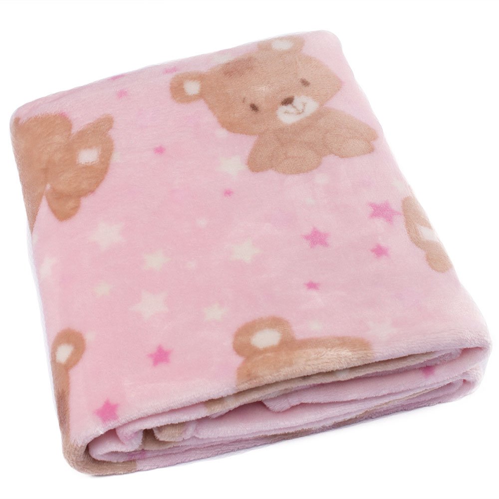 Cobertor de Bebê Ursinho Rosa Essencial Enxovais