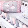 Kit Berço Trança Chuva de Amor Rosa 9 Peças