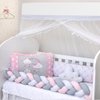 Kit Berço Trança Chuva de Amor Rosa 9 Peças
