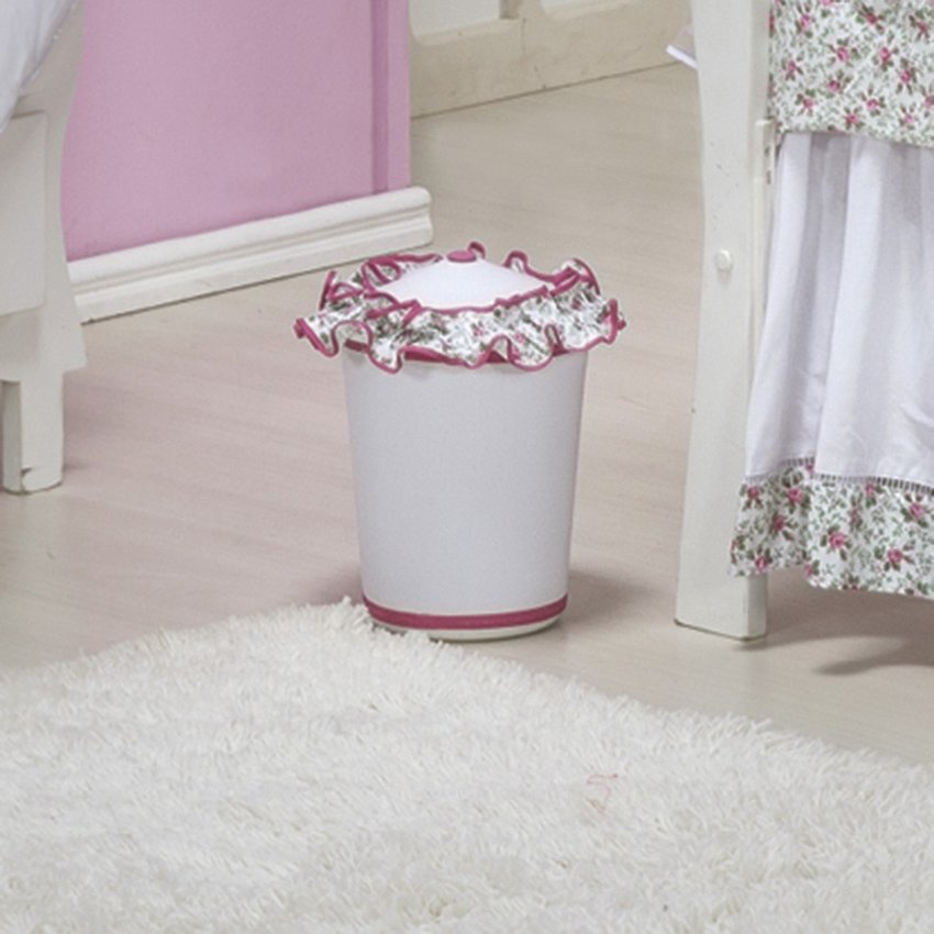 Lixeira Para Quarto de Bebê Menina Rosinha Branco - Rosa ...