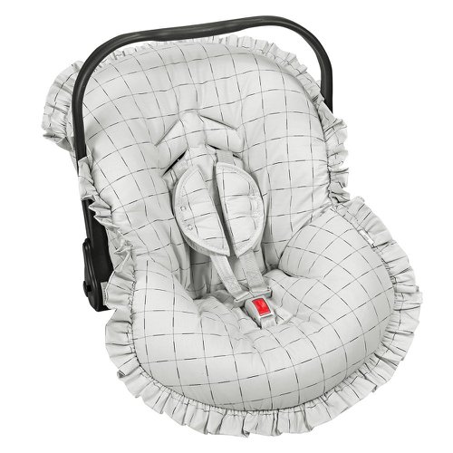 Capa Bebê Conforto Quadriculado Cinza 3 Peças