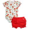 Conjunto de Bebê Body Cogumelos e Shorts Vermelho