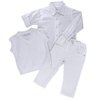 Conjunto de Bebê Camisa Longa, Colete e Calça Sarja Branco