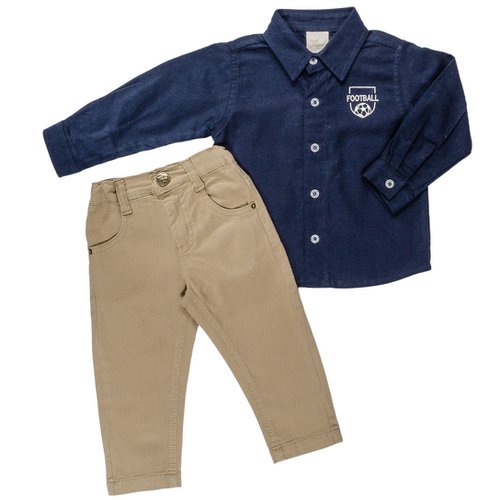 Conjunto Infantil Camisa Longa e Calça Futebol Marinho