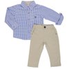 Conjunto Infantil Camisa Longa Xadrez Azul e Calça