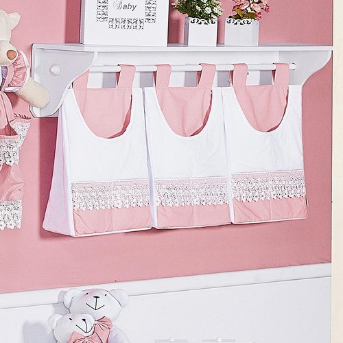 Porta Fraldas Para Varão Enxoval para Quarto de Bebê Menina Belle Rosé - Branco