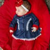 Saída de Maternidade Emily Jeans Vermelho 3 Peças