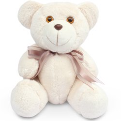 Ursinho de Pelúcia Baunilha Laço Marrom 25cm