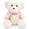 Ursinho de Pelúcia Baunilha Laço Rosa 15cm