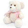 Urso de Pelúcia Baunilha Laço Rosa 25cm
