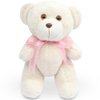 Urso de Pelúcia Baunilha Laço Rosa 25cm