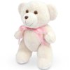 Urso de Pelúcia Baunilha Laço Rosa 25cm