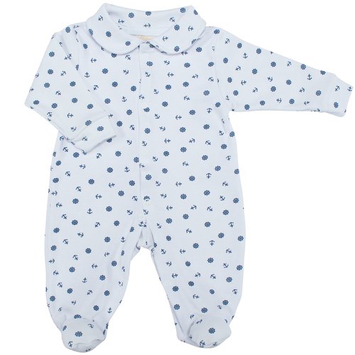 Macacão de Bebê Âncora Branco Pijama Malha
