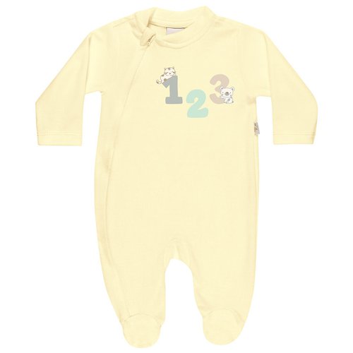 Macacão Longo de Bebê Estiloso Amarelo Plush