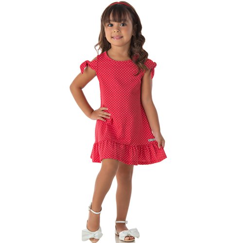 Vestido Infantil de Menina Poázinho Vermelho