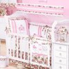 Kit de Berço Americano Princess com Mosquiteiro Enxoval Bebê Menina Rosa - Floral - Branco
