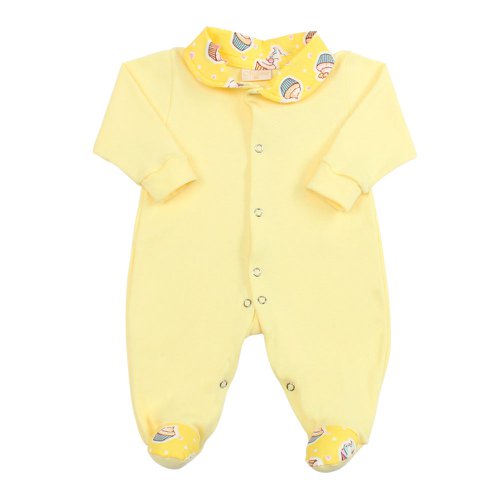 Macacão Longo de Bebê Cupcake Amarelo Malha