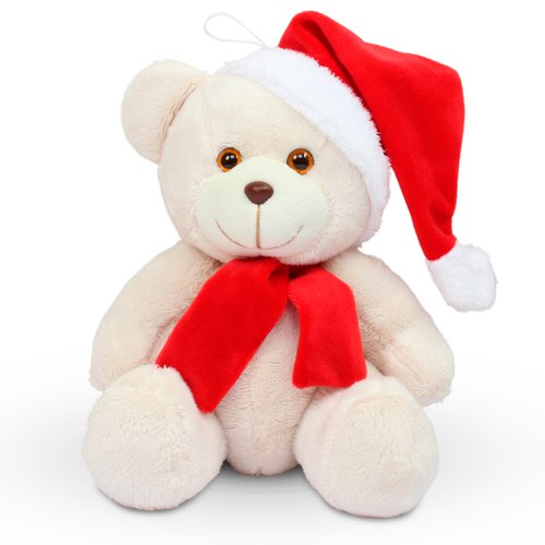 Urso de Pelúcia 20cm Decoração de Natal cor Baunilha