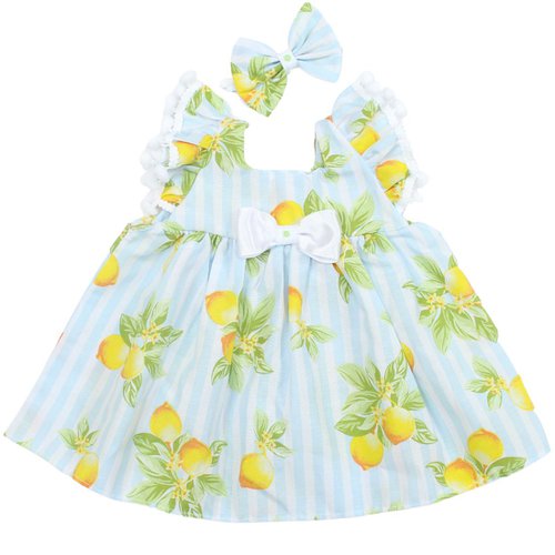 Vestido de Bebê Lemon Azul 2 Peças