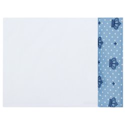 Fronha de Bebê Branco com Coroa Azul 100% Algodão