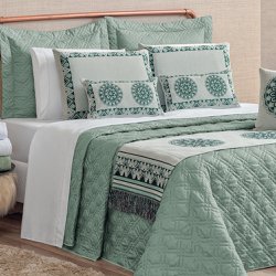 Kit Cobre Leito Queen Turin Verde 5 Peças