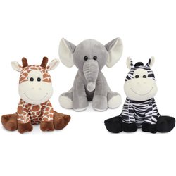 Kit Bichinhos de Pelúcia Safari 25cm 3 Peças