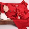 Saída de Maternidade Menina Tricot Vermelha 4 Peças